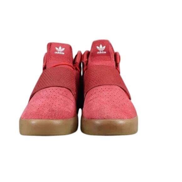 Adidas Shoes Mens 11 Sneakers Athletic Strap Trainer Tubular Invader Leather Red - Picture 2 of 15